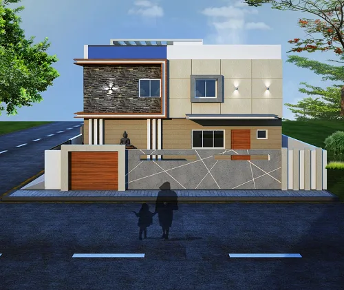 A modern home with premium craftsmanship, built by expert house construction contractors in Bangalore