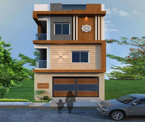 An elegantly designed three-story home with superior quality and style, showcasing expert home construction in Bangalore